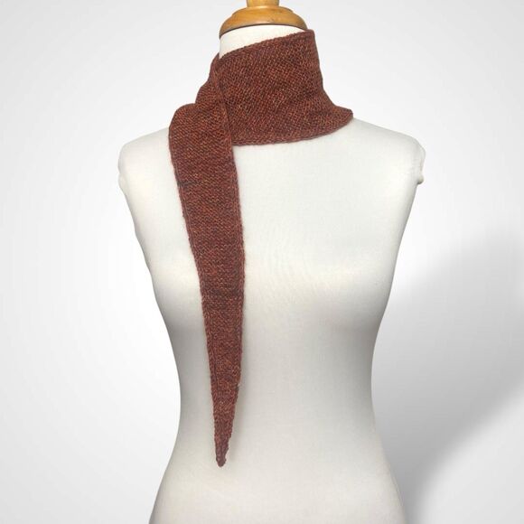 Sophie Scarf Brown Burnt Orange Wool Neck Warmer Hand Knit Women Neckerchief - Picture 5 of 10